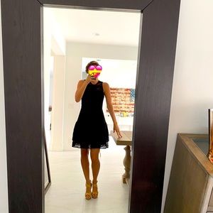 Parker NWT black cocktail dress lace pattern zip